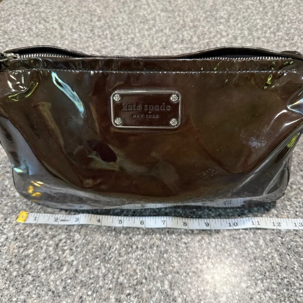 Kate Spade Brown Iridescent Patent Leather Rope Handle Shoulder Bag Y2K Vintage